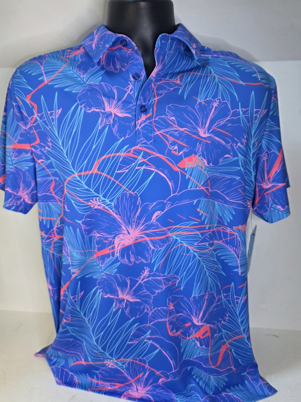 Birdie Bound Tropical Blue Golf Polo Mens Small